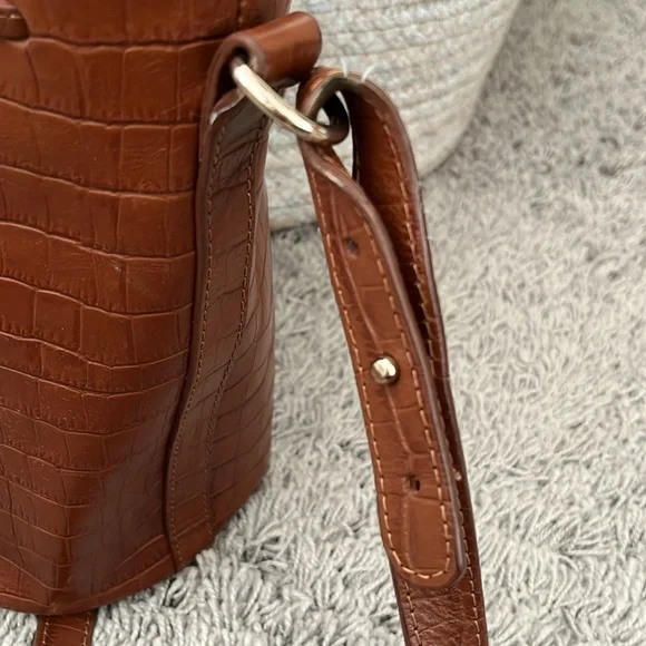 Sezane Farrow Camel Croco Bucket Bag - Picture 11 of 16